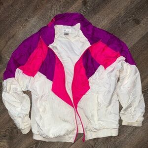 Large Bocoo 80’s 90’s White, pink, purple  vintage windbreaker jacket